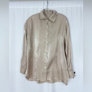 Shimmering Champagne Button-Up Tunic